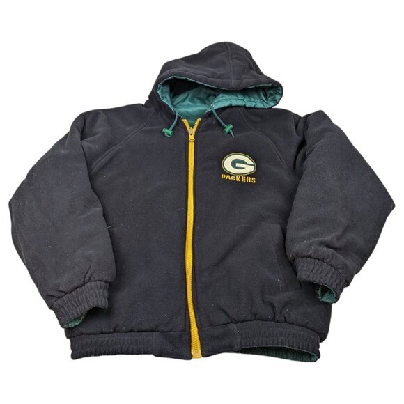 Green Bay Packers Vintage NFL Pro Player Reversible Puffer Style Jacket Size M/L - Picture 3 of 14